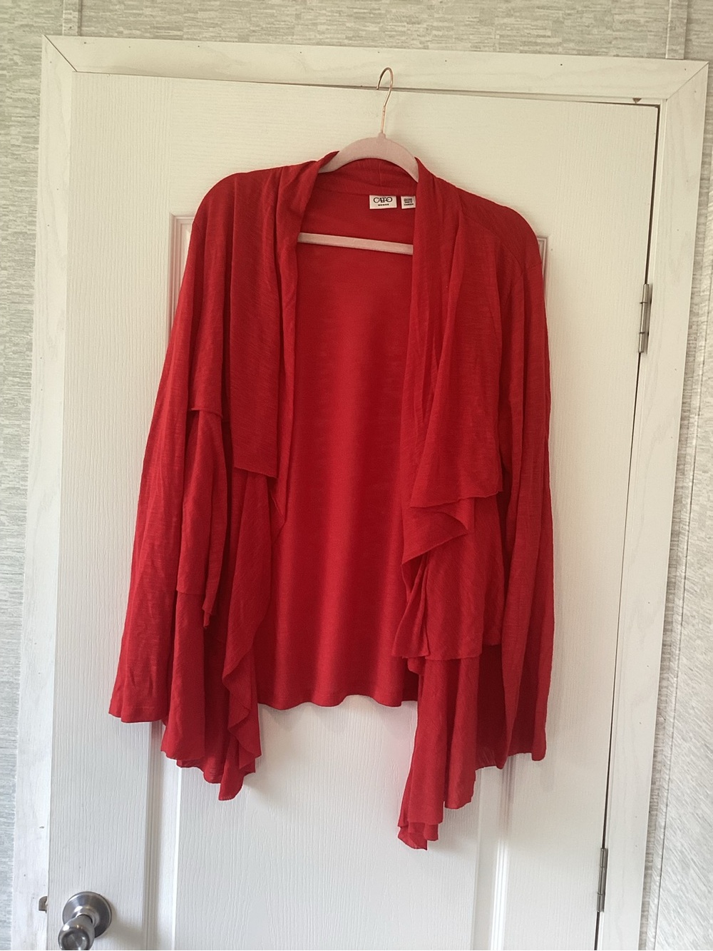 Cato Red Draped Open-Front Women's Cardigan 22/24W EUC